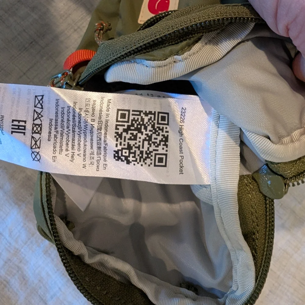 Fjallraven Olive Green Crossbody Bag with Red Accents